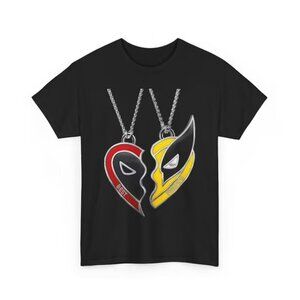 Marvel: Deadpool & Wolverine Best Friends Necklace Poster Graphic Tee  - NWT